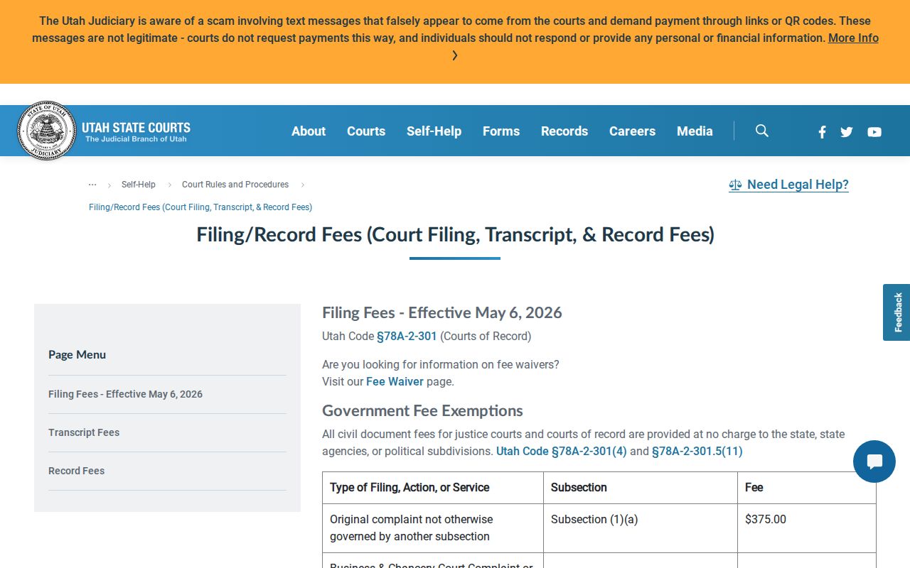 Daggett County certified case record fee information