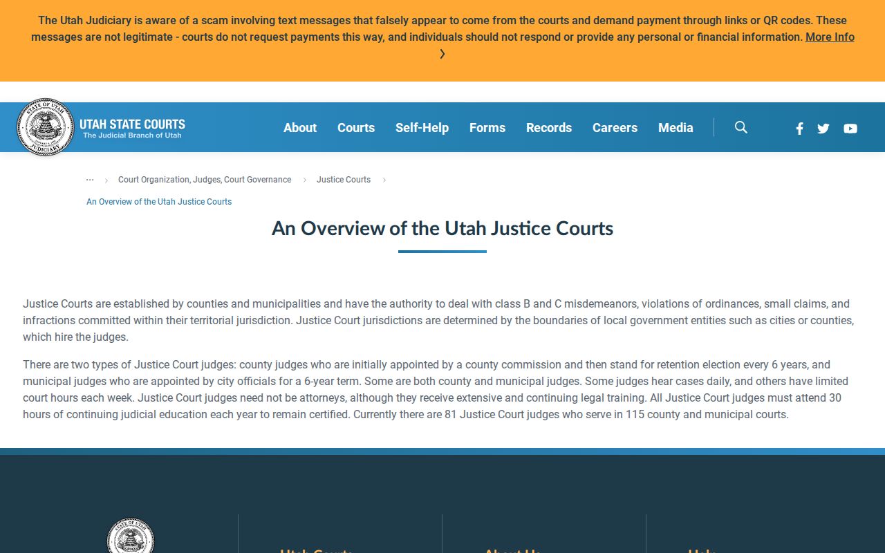 Daggett County criminal docket Justice Court jurisdiction overview