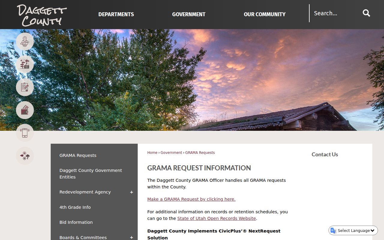 Daggett County GRAMA and NextRequest information separate from court record requests