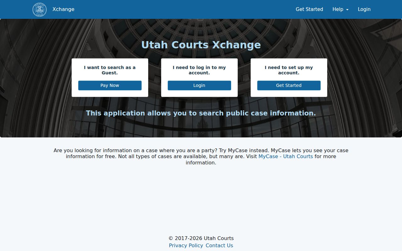 Daggett County court docket Xchange access page